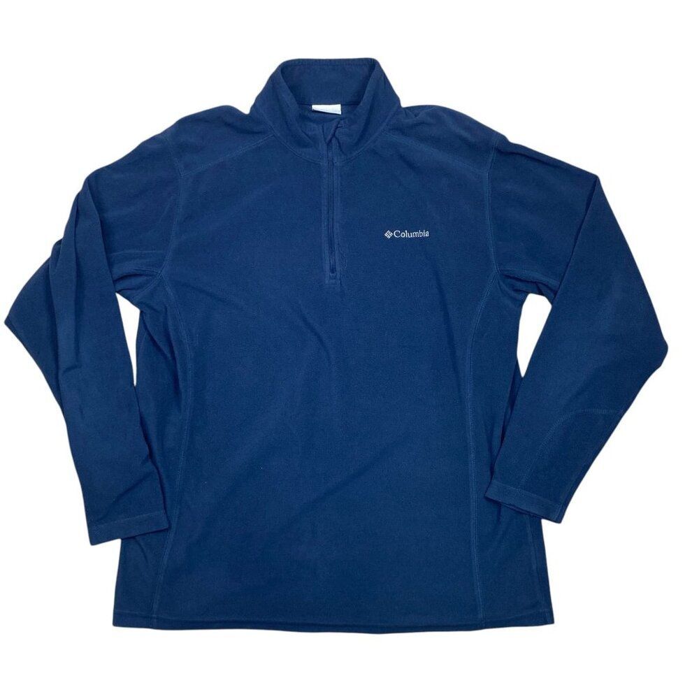 Columbia Mens Fleece 1/4 Zip Shirt Navy Blue Size Large